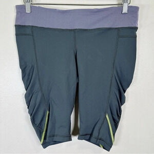 Lululemon Run Zoom Crop Coal Striped Biker Short